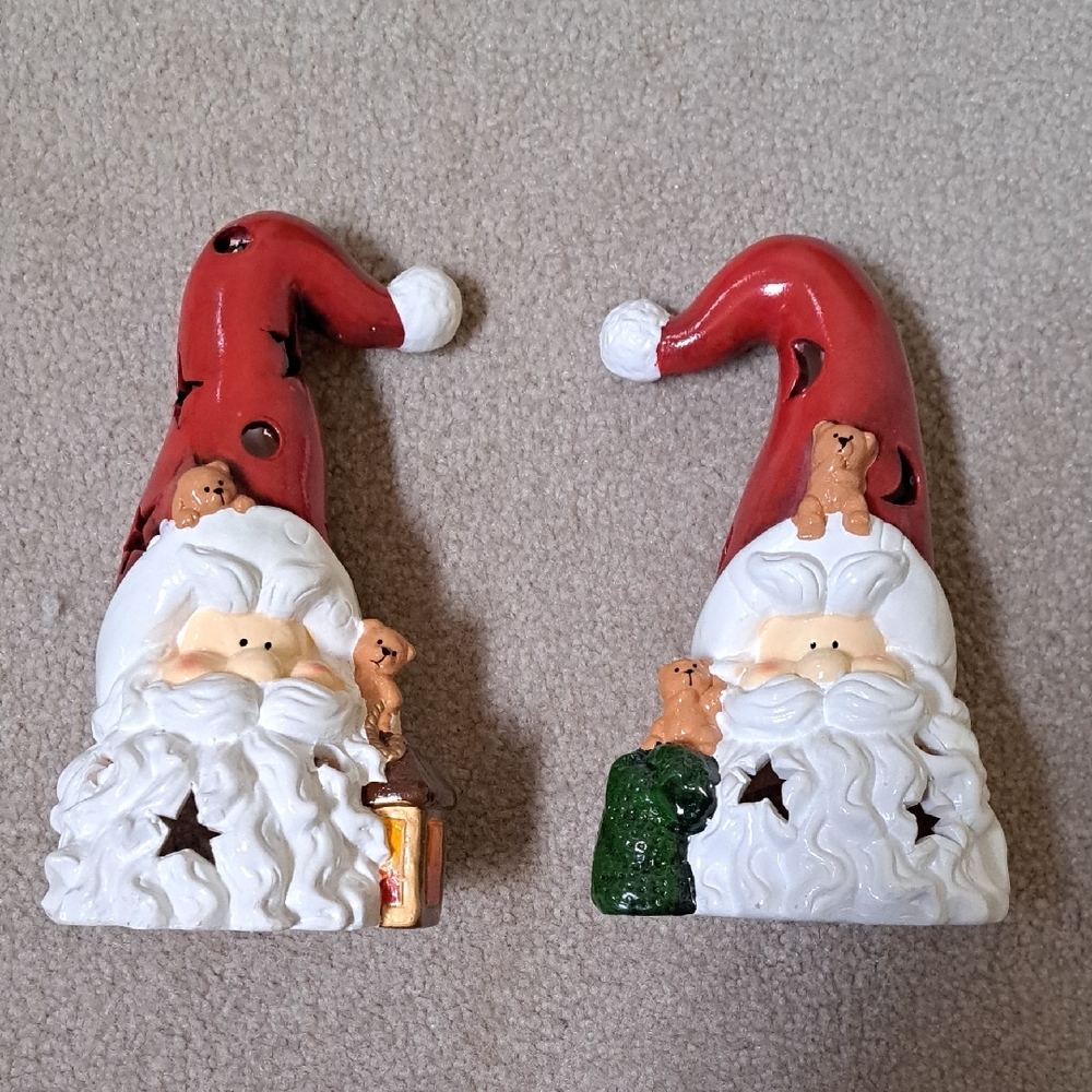 Santa Claus Ceramic Figurines with Bears
